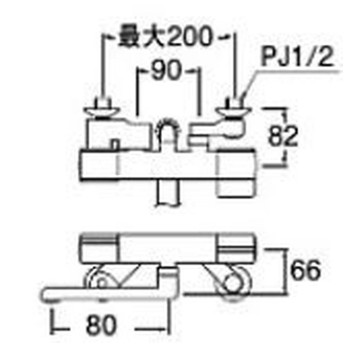 SK18CT5-S サーモシャワー混合栓 手元ストップ パイプL80mm