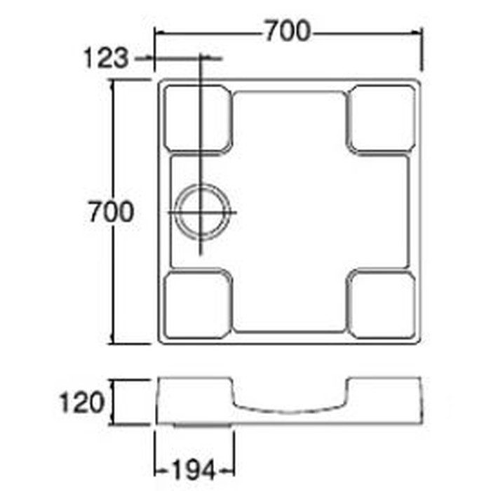 H5412-W-700 洗濯機パン 耐荷重300kg 700×700mm ホワイト