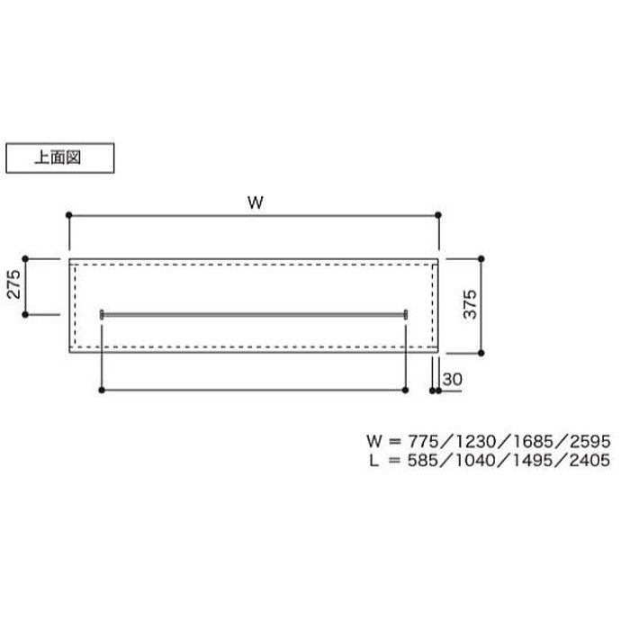 JTCPVM-375S6HP-LW-A プレカット枕棚セットVシリーズパイプ付き W1685