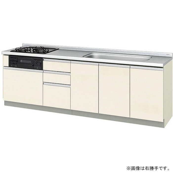 GXI-U-250SNAGAL 取り替えキッチン パッとりくん GXシリーズ フロアユニット ラウンド68シンク 間口250cm 左勝手 都市ガス（標準コンロ・ブラック） ホワイトゼブラ