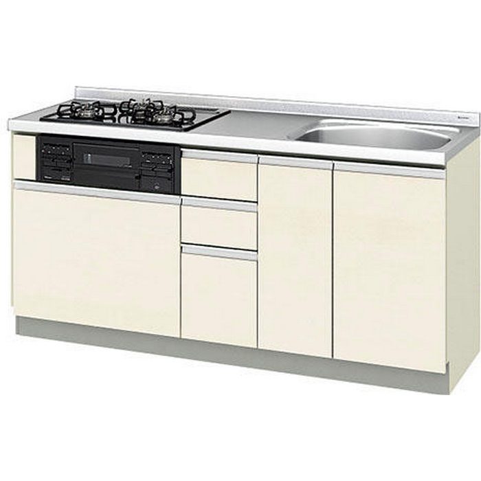 GXI-U-170XNAGPR 取り替えキッチン パッとりくん GXシリーズ フロアユニット ラウンド56シンク 間口170cm 右勝手 プロパンガス（標準コンロ・ブラック） ホワイトゼブラ