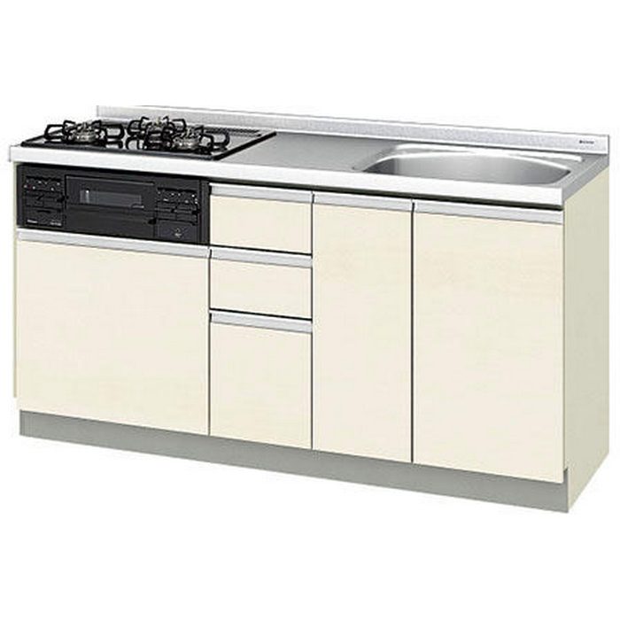 GXI-U-160XNAGPR 取り替えキッチン パッとりくん GXシリーズ フロアユニット ラウンド56シンク 間口160cm 右勝手 プロパンガス（標準コンロ・ブラック） ホワイトゼブラ