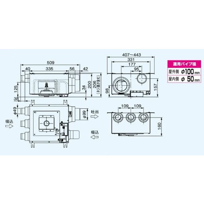 FY-12KED1 集中気調システム 2×4住宅対応 セントラル換気ファン 天井埋込形・DCモータータイプ 換気リモコン付