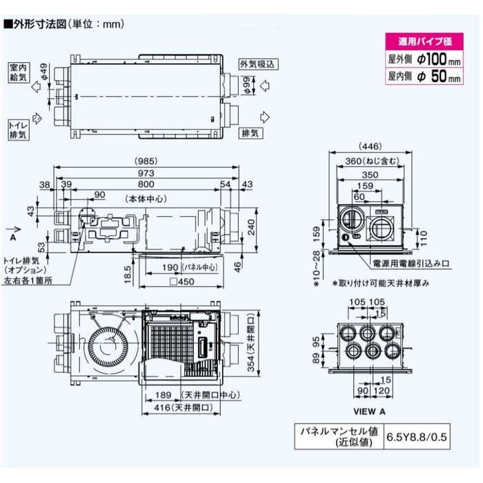 FY-12VBD2ACL 熱交換気ユニット（カセット形） 微小粒子用フィルター搭載 リモコン付