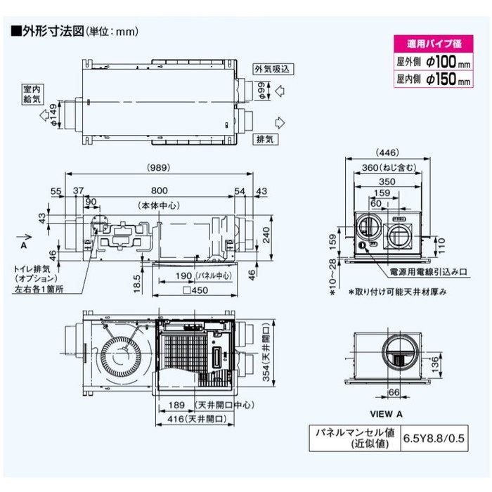 FY-14TBD2SCL 熱交換気ユニット（カセット形） 微小粒子用フィルター