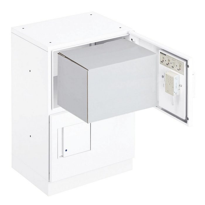 TBX-F1SS-WM ハイツ・アパート向け宅配ボックス SSボックス×2段 標準扉 H540×W400×D325mm 本体＝ホワイト 扉＝シルバーメタリック