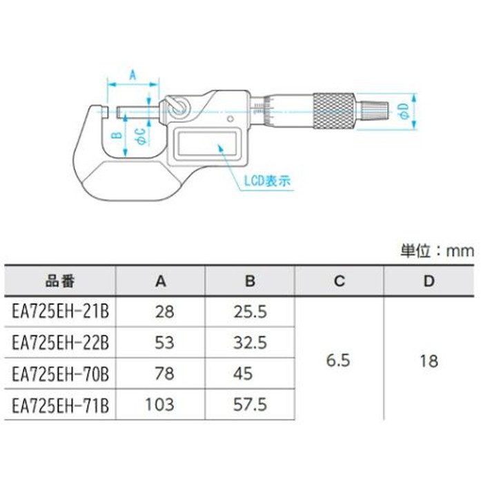 EA725EH-121A インサイドマイクロメーター デジタル 25- 50mm