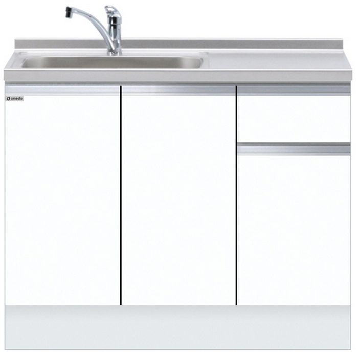 KTD5-85-105DS-L-SW ハイトップ 組合せ型流し台 一槽流し台（トップ出し水栓仕様） 左仕様 W105×D55×H85cm ホワイト