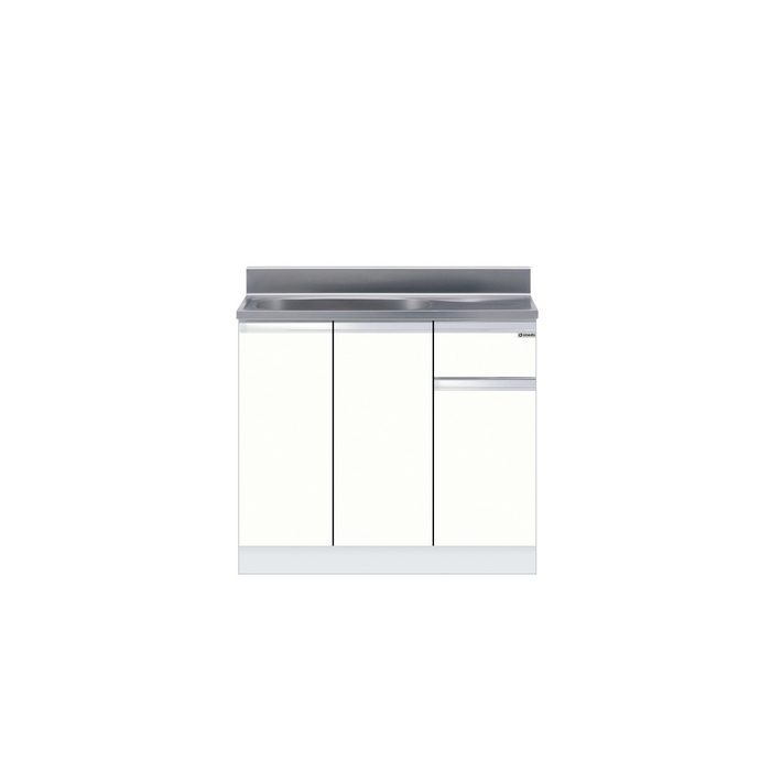 KTD4-80-90S-L-UW 薄型 一槽流し台（壁出し水栓仕様） 左仕様 W90×D46×H80cm ウルトラホワイト