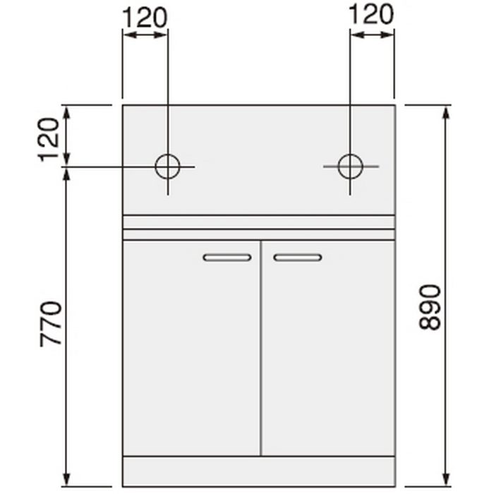TAT-60KL 木キャビキッチン さくら コンロ台 底板ステンレス貼り 左開き 間口60×高62cm ホワイト