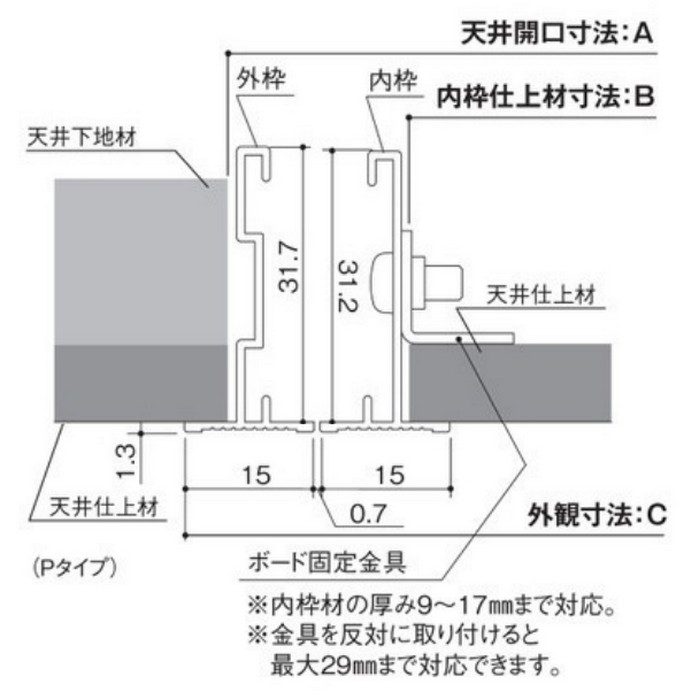 LM601(P) SPG PAT.天井点検口（グレモン式） 支持金具 600角 シルバー