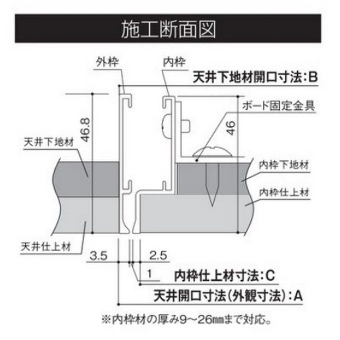 PM450 SPG PM目地天井点検口（目地専用タイプ） 吊り金具 コインロック式 450角 シルバー