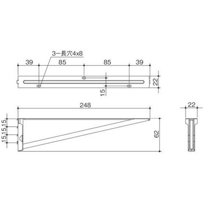LS-751 SPG SUS棚柱用背面ブラケット ステンレス生地 2本入