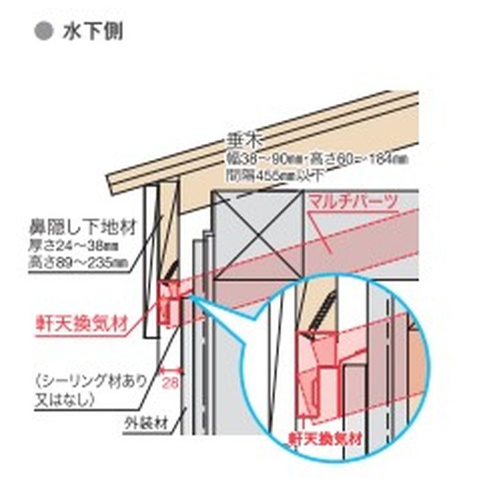 FV-N024F-L18-WT 防火対応軒天換気材 軒ゼロタイプ 45分準耐火構造認定品 1820mm ホワイト 6本入