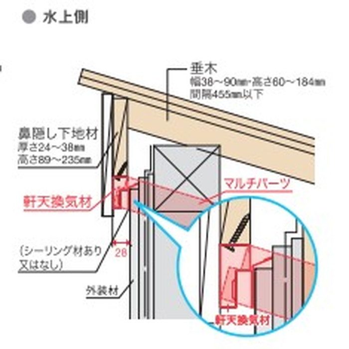 FV-N024F-L18-WT 防火対応軒天換気材 軒ゼロタイプ 45分準耐火構造認定品 1820mm ホワイト 6本入
