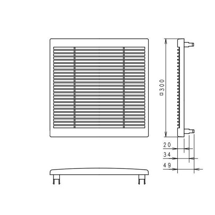 FY-20R43 インテリア形換気扇ルーバー（天埋扇用） R43タイプ格子 羽根20cm ホワイト