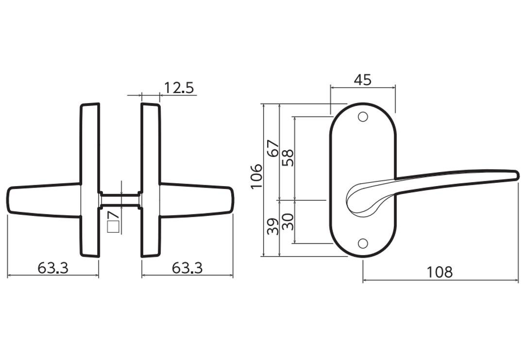 JL-20-1K-TBr ドアロックシリーズ Jレバー レバーハンドル 20番タイプ 小判座 空錠 バックセット50mm 塗装ブラウン