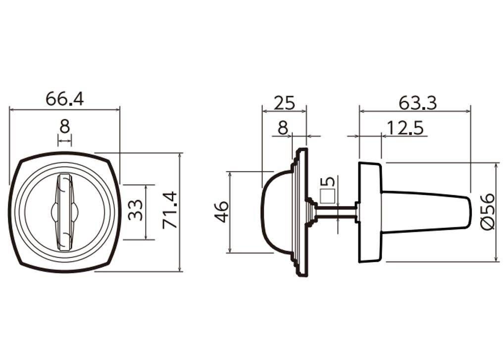 JL-20-2M-TSG-L ドアロックシリーズ Jレバー レバーハンドル 20番タイプ 丸座 戸襖錠 バックセット65mm 塗装サテンゴールド