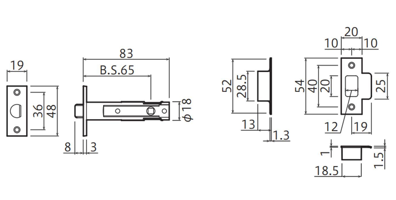 JL-20-2M-TSG-L ドアロックシリーズ Jレバー レバーハンドル 20番タイプ 丸座 戸襖錠 バックセット65mm 塗装サテンゴールド