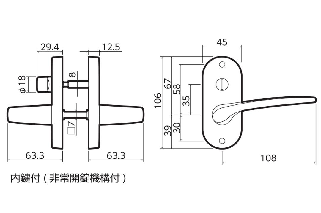 JL-20-3K-TSG ドアロックシリーズ Jレバー レバーハンドル 20番タイプ 小判座 内締錠 バックセット50mm 塗装サテンゴールド