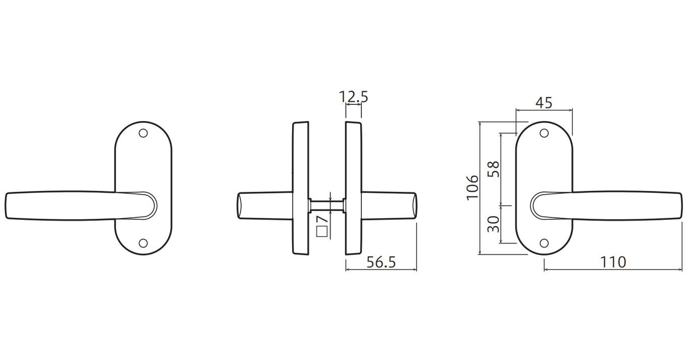 JL-24-1K-ZB ドアロックシリーズ Jレバー レバーハンドル 24番タイプ 小判座 空錠 バックセット50mm つや消しブラック