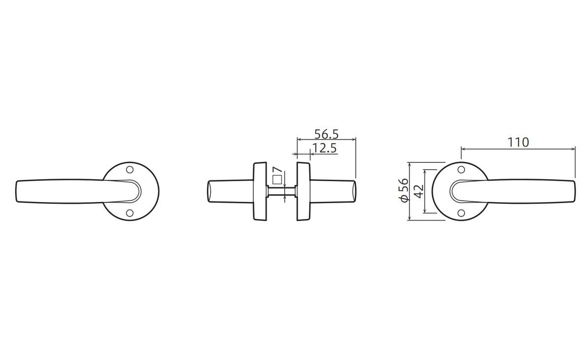 JL-24-1M-ZB ドアロックシリーズ Jレバー レバーハンドル 24番タイプ 丸座 空錠 バックセット50mm つや消しブラック