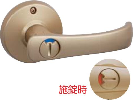 DT1-4M-MG ドアロックシリーズ TKレバー 取替用レバーハンドル 表示錠 バックセット60mm 塗装ゴールド色