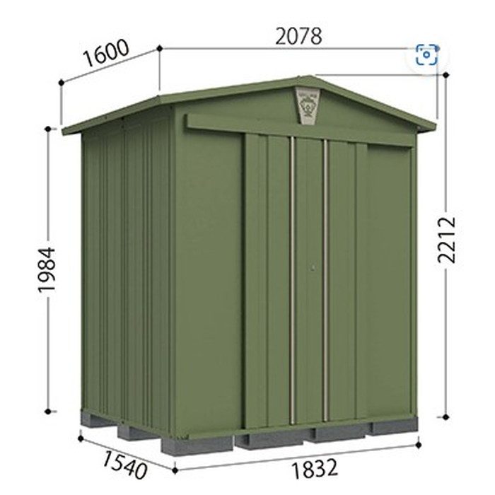 LS-1815GN 三角屋根仕様ガーデニング物置 LEISURE LS-1815型 1832×1540×2212mm