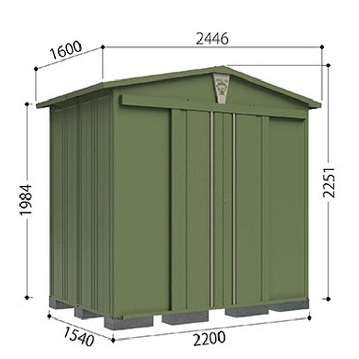 LS-2215GN 三角屋根仕様ガーデニング物置 LEISURE LS-2215型 2200×1540×2251mm