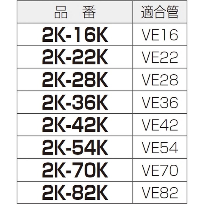 2K-42K 付属品 2号コネクタ 適合管VE42 ブラック