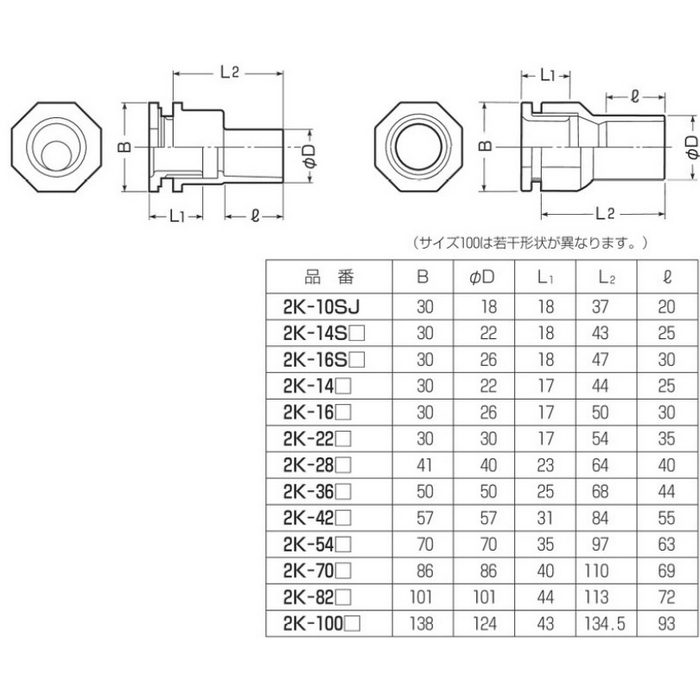 2K-42K 付属品 2号コネクタ 適合管VE42 ブラック