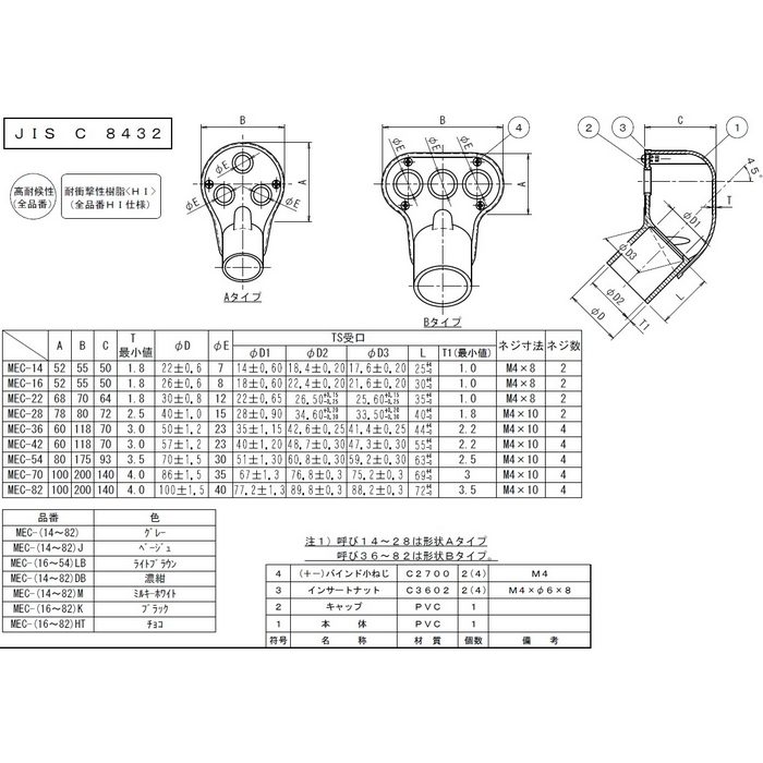 MEC-16K 付属品 エントランスキャップ 適合管VE16 ブラック 30個入