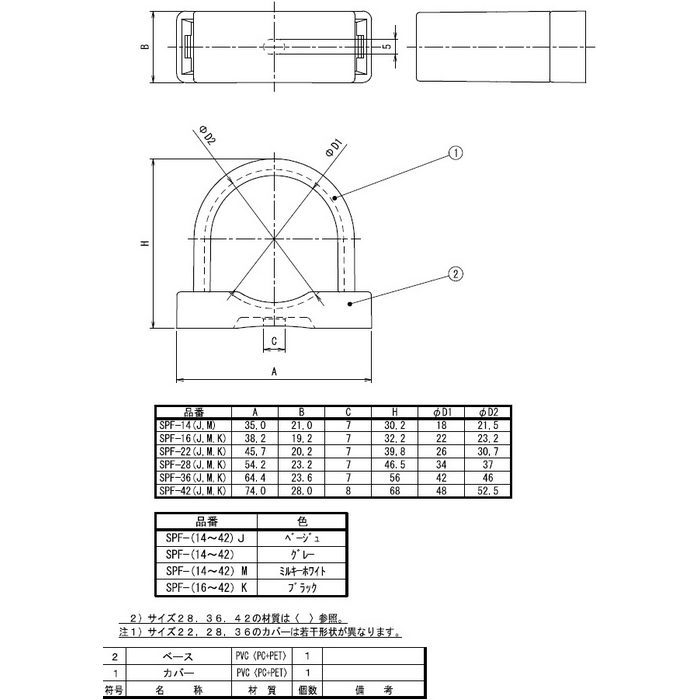 SPF-28K 付属品 PF・VE兼用台付サドル 適合管VE28 ブラック 10個入