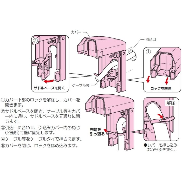 WKH-2K 防水引込みカバー（e-デザイン） 自己消化性樹脂製 適合波付管PF管（28迄） ブラック