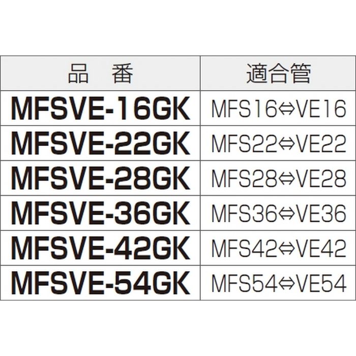 MFSVE-54GK コンビネーションカップリングミラフレキSS 適合管PF管54、VE管54 ブラック