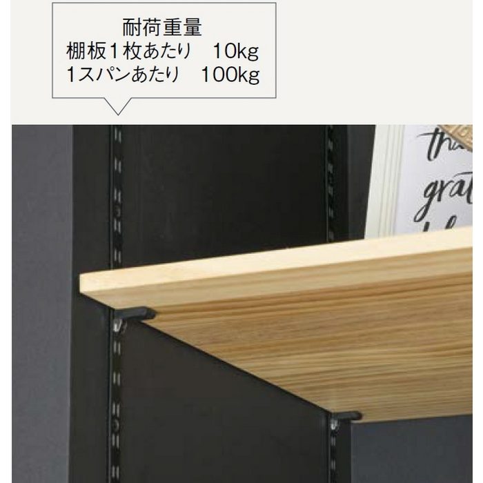 MKTAS18-4-K 無垢の木の収納 フラット棚柱セット 棚板5枚分（棚柱4本・棚柱用ビス56本・棚受20個・エンドキャップ8個） 3mm ブラック