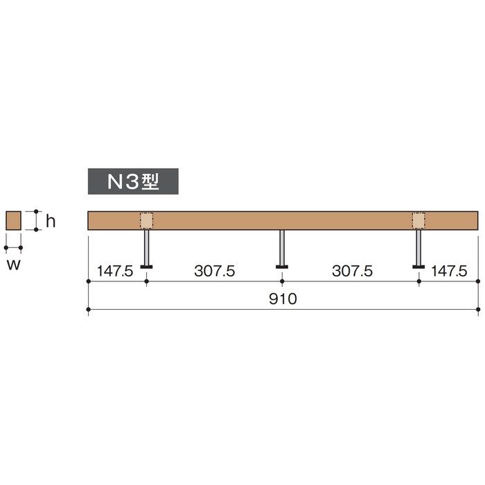 N3-40d システムネダ N3型（3本脚） 中心高44mm