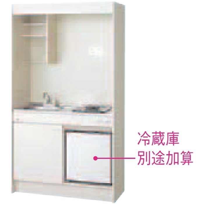 DMK10LFWB2F100L ミニキッチン スタンダード 冷蔵庫タイプ フルユニット IHヒーター100V 2ハンドル水栓（寒冷地用） 左勝手 間口105cm アンティックホワイト