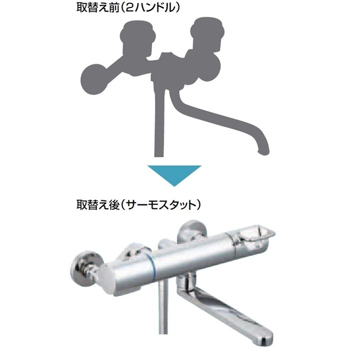 【入荷時期未定】BF-KA145TZSG(90)-AT サーモスタット付シャワーバス水栓 エコフルシャワー クロマーレS 簡易施工タイプ 吐水口長さ90mm 一般地用