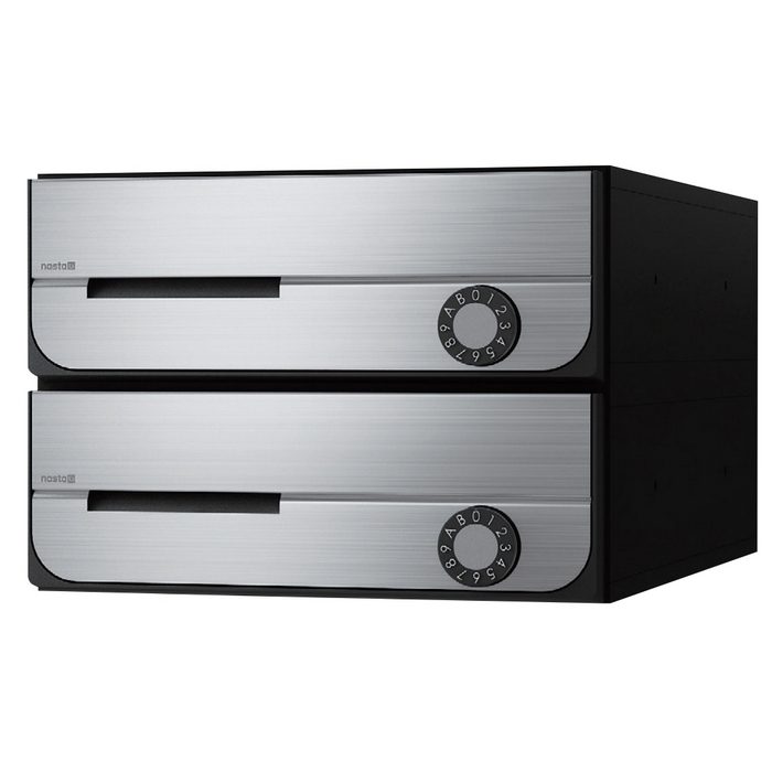 KS-MB5002PU-2L-S D-ALL 集合住宅用ポスト 2戸用 前入前出 屋内タイプ MB5002PUタイプ 上開き 静音大型ダイヤル錠 W280×H200×D407.3 ステンレスヘアーライン