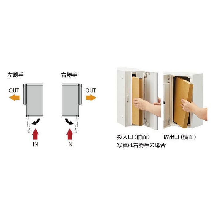 KS-MAB3-LLK-W クオール 戸建住宅用ポスト 前入横出 壁貫通・防滴タイプ MAB3タイプ 左勝手 W190×H390×D400 ホワイト