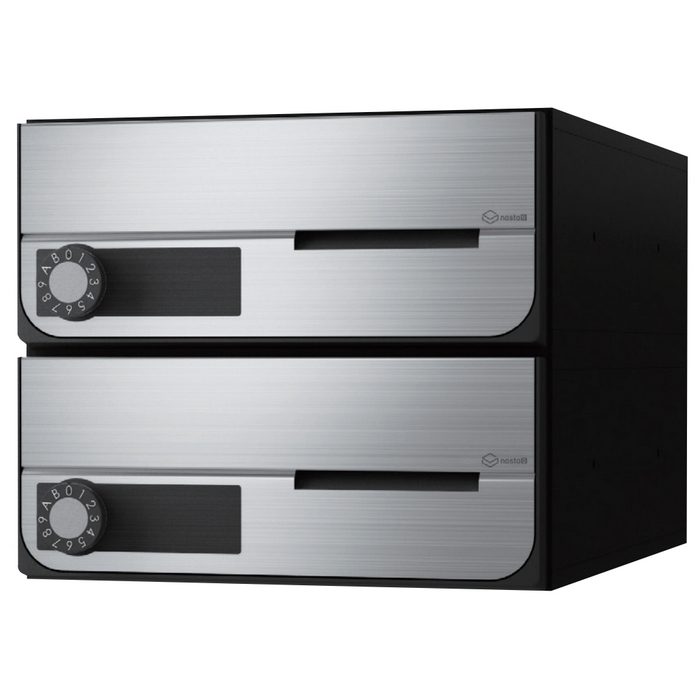 KS-MB4202PU-2L-S 集合住宅用ポスト 2戸用 前入前出 防滴タイプ MB4202PUタイプ 静音大型ダイヤル錠 W360×H240×D316.2 ステンレスヘアーライン