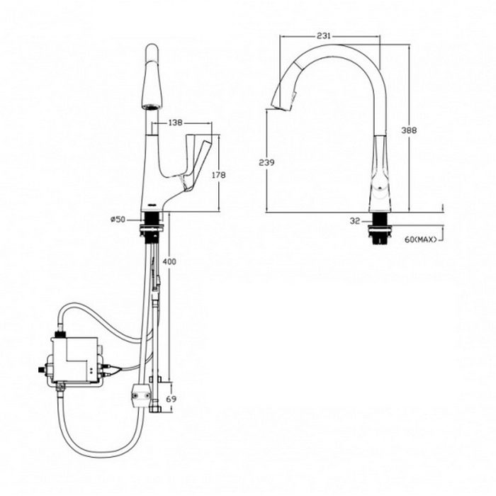 K-77748T-ZZ-VS キッチン水栓 タッチレス Malleco H239mm バイブラントステンレス