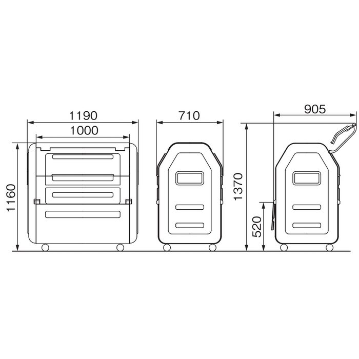 CKDB-C70G ゴミ収集庫 クリーンストッカー 樹脂タイプ キャスタータイプ 容量650L 1190×710×1160mm ライトグレー
