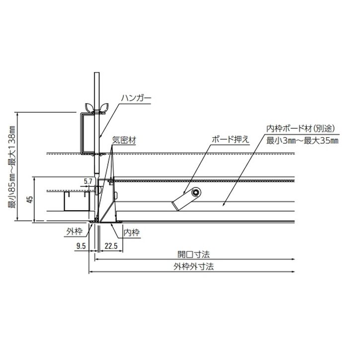 CDS45 耐食性気密タイプ天井点検口 額縁タイプ オールステンレス製 450角