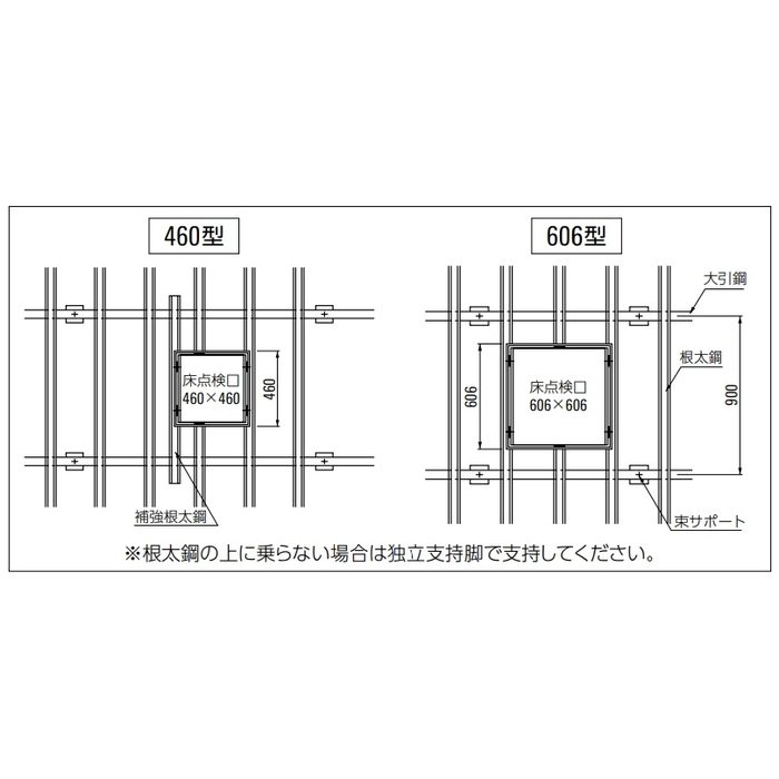 DIKP2606 木質フロア材向け鋼製下地用床点検口 アルミ枠・目地 体育館用床点検口 600角