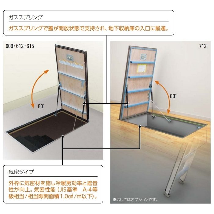 HXJ712N 気密タイプ床ハッチ 在来工法 700×1200mm ステンカラー