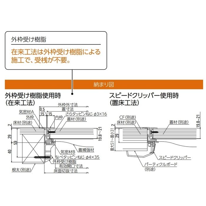 SHF21-45 気密タイプホーム床点検口 置床・在来工法両用 T21用 450角