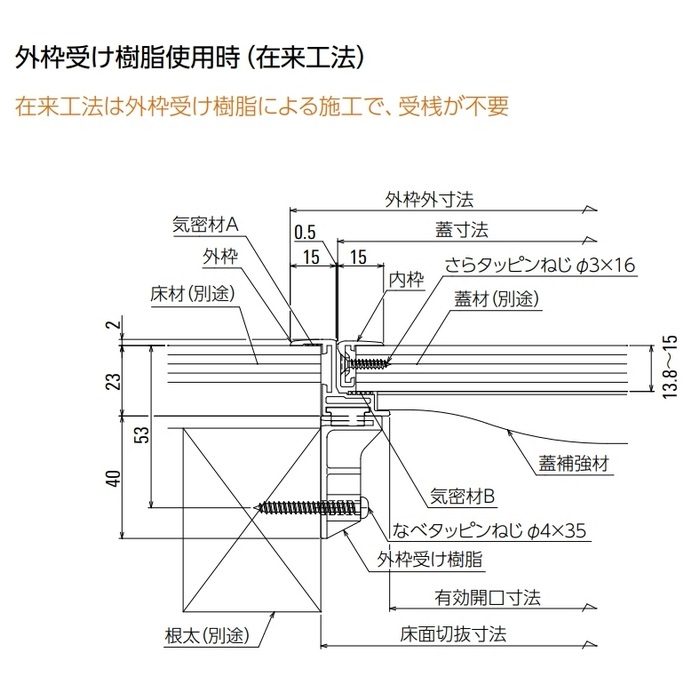 SHF345K 都市再生機構・気密タイプホーム床点検口 置床・在来工法両用 錠付 T15用 450角 ブロンズ