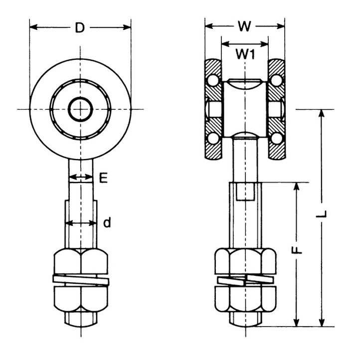 3TNB-LL 単車（ベアリング入） ロングボルト仕様 スチール製 3号